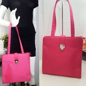 Vintage Pink🎀Nylon Geo Shoulder Bag 🎀Double Drop Straps Tote